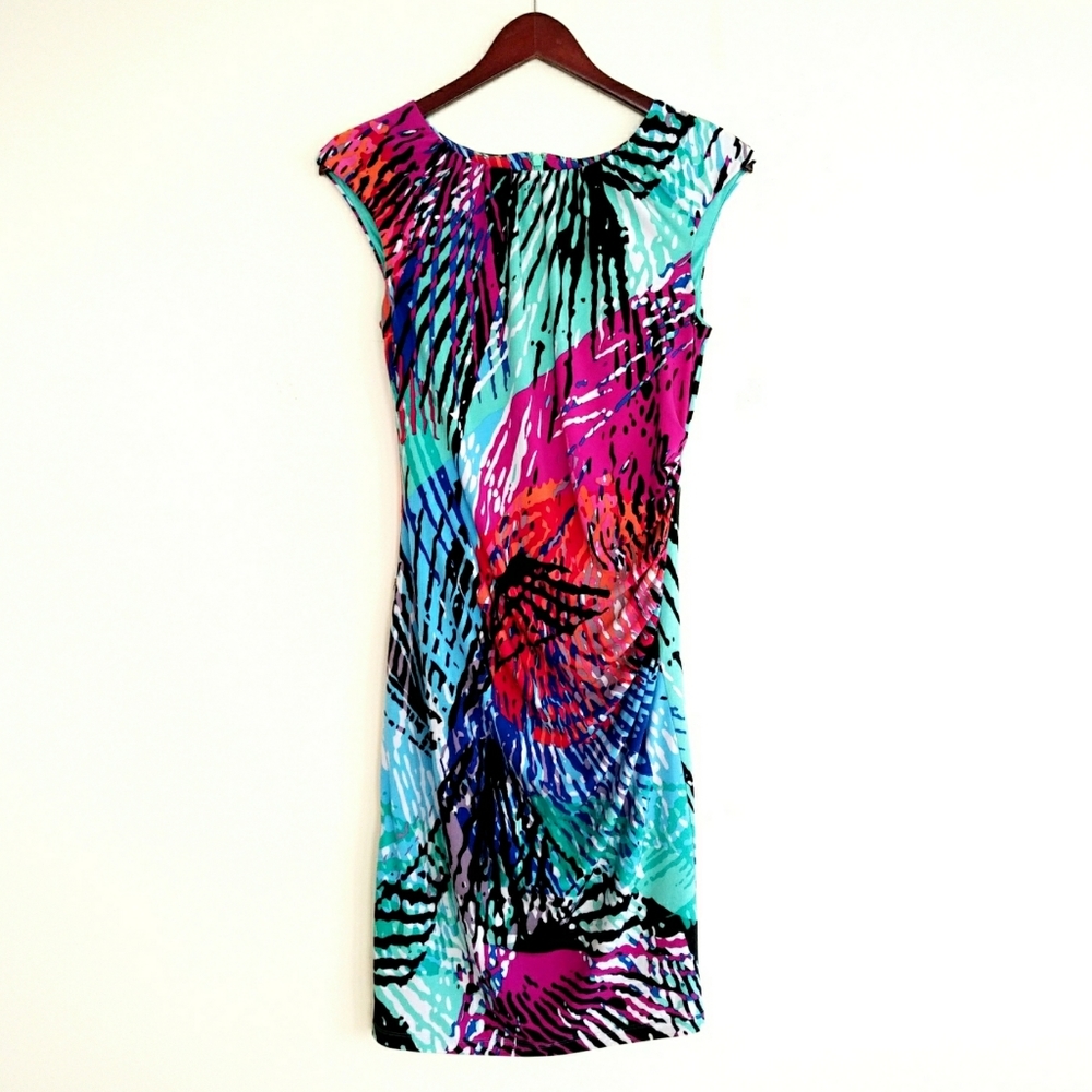 Ellen Tracy Multicolor Abstract Print Dress